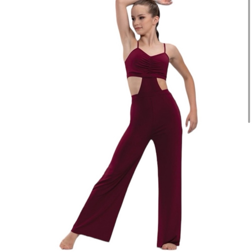 Weissman Burgundy Jumpsuit Dance Costume Size Small Adult